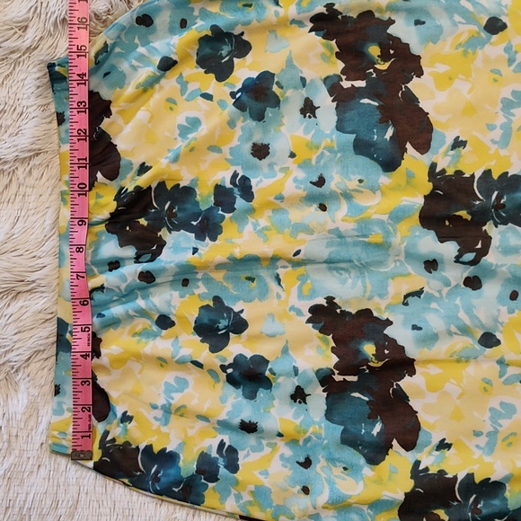 Y2K Vintage Cato Fairycore High-Low Skirt Yellow Aqua Floral Sheer Lined Size M - Picture 7 of 11